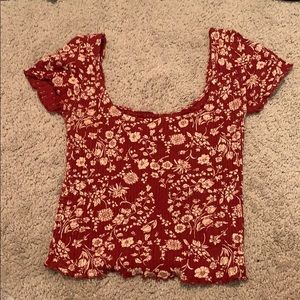 Red floral tee